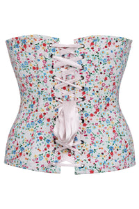 Dahlia Ditsy Cotton Overbust Corset with Zip Front