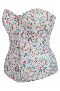 Dahlia Ditsy Cotton Overbust Corset with Zip Front