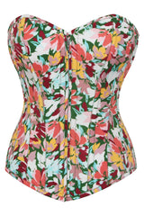 Dahlia Floral Explosion Viscose Overbust Corset with Zip Front