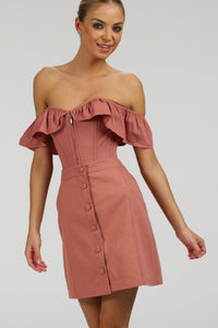 Marigold Dusk Rose Cotton Corset Top with Frill Sleeves