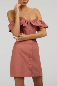 Marigold Dusk Rose Cotton Corset Top with Frill Sleeves