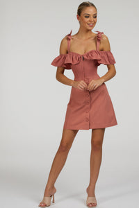 Marigold Dusk Rose Cotton Corset Top with Frill Sleeves