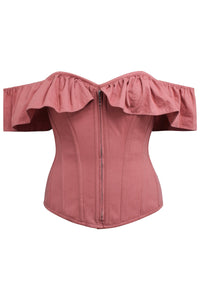 Marigold Dusk Rose Cotton Corset Top with Frill Sleeves