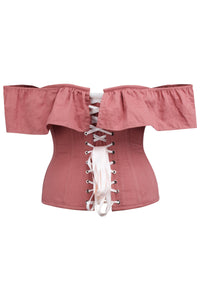 Marigold Dusk Rose Cotton Corset Top with Frill Sleeves