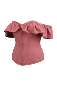 Marigold Dusk Rose Cotton Corset Top with Frill Sleeves