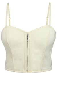 Delia Lemon Sorbet Cotton Cropped Corset with Spaghetti Straps