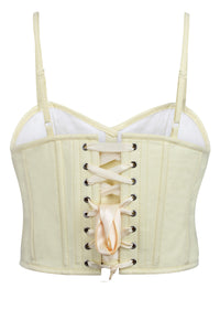 Delia Lemon Sorbet Cotton Cropped Corset with Spaghetti Straps