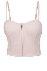 Delia Prairie Pink Cotton Cropped Corset With Spaghetti Straps