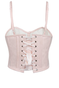 Delia Prairie Pink Cotton Cropped Corset With Spaghetti Straps