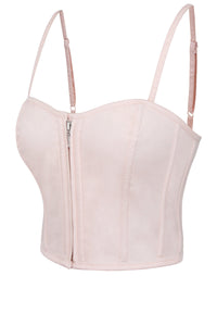 Delia Prairie Pink Cotton Cropped Corset With Spaghetti Straps