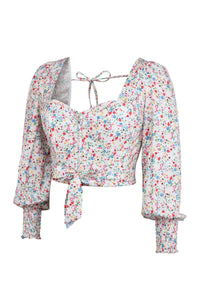 Blossom Ditsy Viscose Cropped Corset Top with Elasticated Back