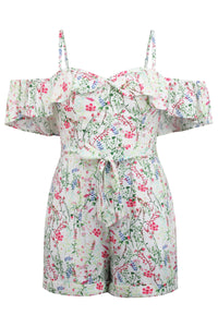 Ivy Meadow Viscose Corset Playsuit With Off The Shoulder Sleeves
