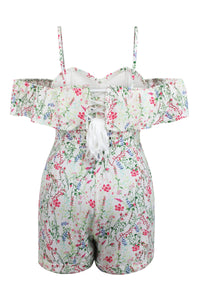 Ivy Meadow Viscose Corset Playsuit With Off The Shoulder Sleeves