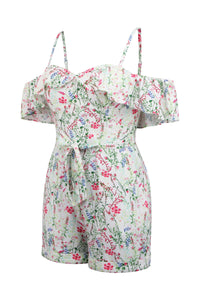 Ivy Meadow Viscose Corset Playsuit With Off The Shoulder Sleeves