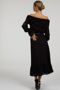 Rosalie musta puuvillainen lyhyt off shoulder -toppi