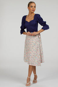 Liana Summer Navy Viskoosi Korsettihenkinen Selästä Avoin Toppi