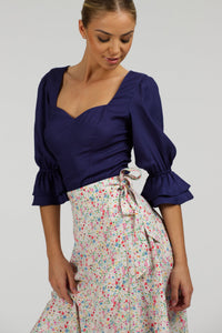 Liana Summer Navy Viskoosi Korsettihenkinen Selästä Avoin Toppi