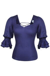 Liana Summer Navy Viskoosi Korsettihenkinen Selästä Avoin Toppi