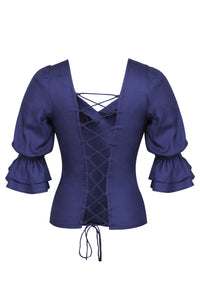 Liana Summer Navy Viskoosi Korsettihenkinen Selästä Avoin Toppi