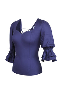 Liana Summer Navy Viskoosi Korsettihenkinen Selästä Avoin Toppi