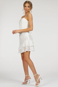 Sammy White Broderie Anglaise Cotton Skirt With Asymmetric Frill