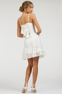 Sammy White Broderie Anglaise Cotton Skirt With Asymmetric Frill