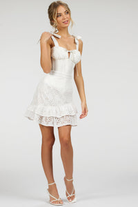 Sammy White Broderie Anglaise Cotton Skirt With Asymmetric Frill