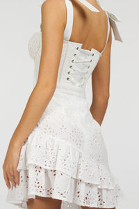 Sammy White Broderie Anglaise Cotton Skirt With Asymmetric Frill