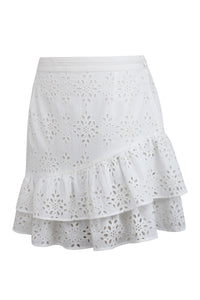 Sammy White Broderie Anglaise Cotton Skirt With Asymmetric Frill