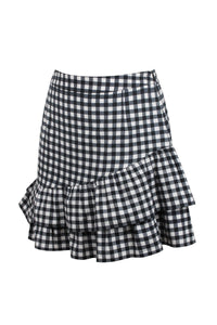 Sammy Black Gingham Cotton Skirt with Asymmetric Frill