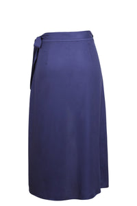 Rosa Summer Navy Viscose Midi Wrap Skirt
