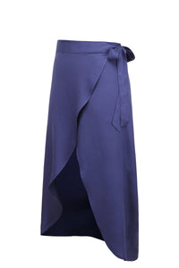 Rosa Summer Navy Viscose Midi Wrap Skirt