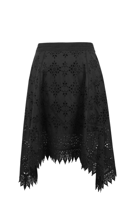 Jasmine Black Broderie Anglaise Cotton Handkerchief Skirt