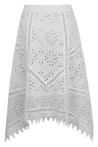 Jasmine White Broderie Anglaise Cotton Handkerchief Skirt
