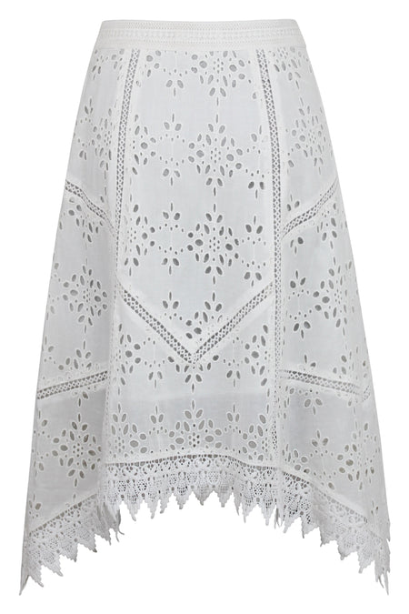 Jasmine White Broderie Anglaise Cotton Handkerchief Skirt