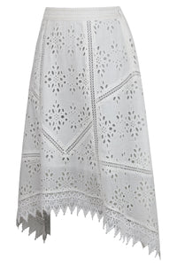 Jasmine White Broderie Anglaise Cotton Handkerchief Skirt