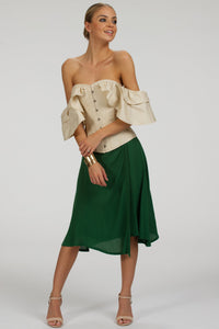 Corset Story SC-093 Agapanthus Heritage Green Rayon Asymmetric Wrap Skirt