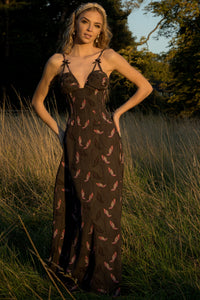Full Steel Boned Corset Maxi Dress