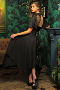Black Corseted Dress with Lace Detail