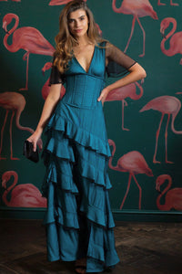Net Overlay Corset Dress