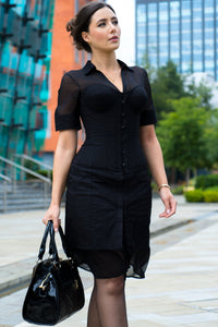 Black Corset Shirt Dress