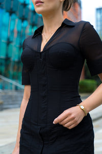 Black Corset Shirt Dress