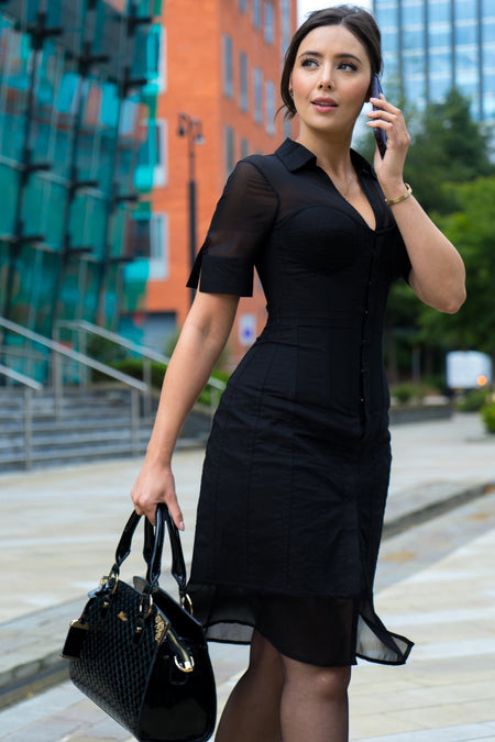 Black Corset Shirt Dress