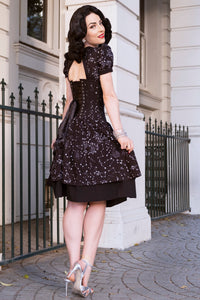 Black Astronomy Print Corset Dress
