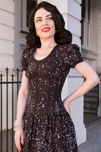 Black Astronomy Print Corset Dress