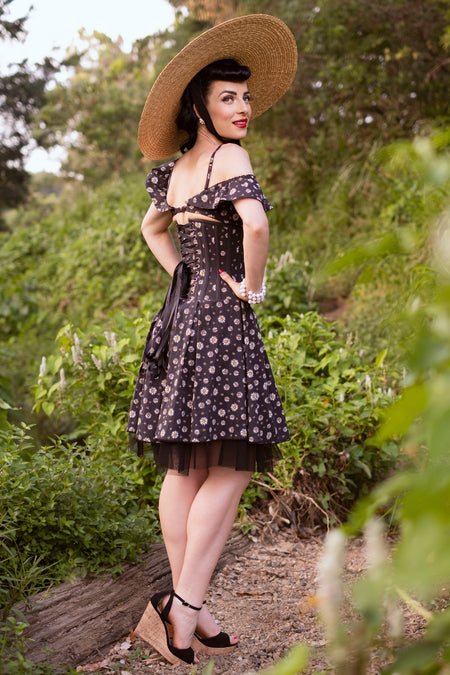 Bardot Americana Daisy Print Corset Dress