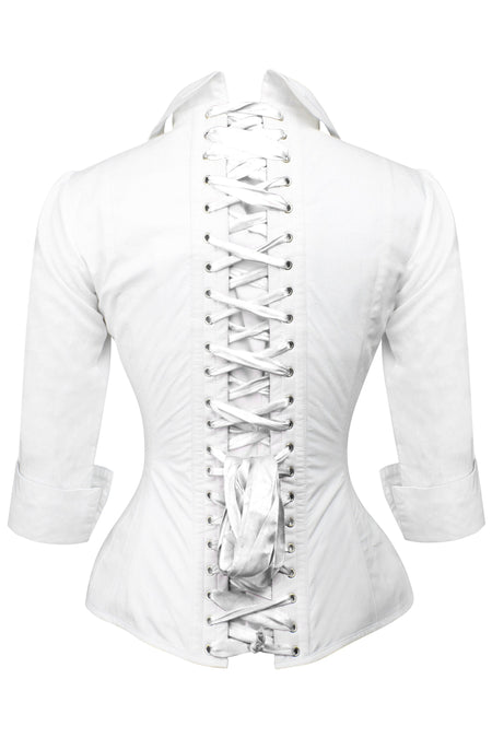 Full Steel Boned White Corset Shirt