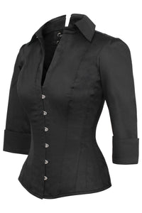 Black Satin Corset Shirt