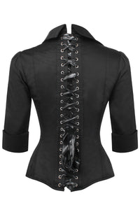 Black Satin Corset Shirt