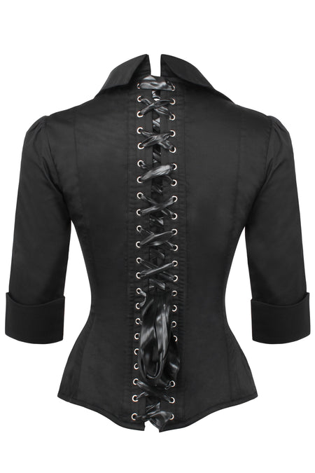Black Satin Corset Shirt